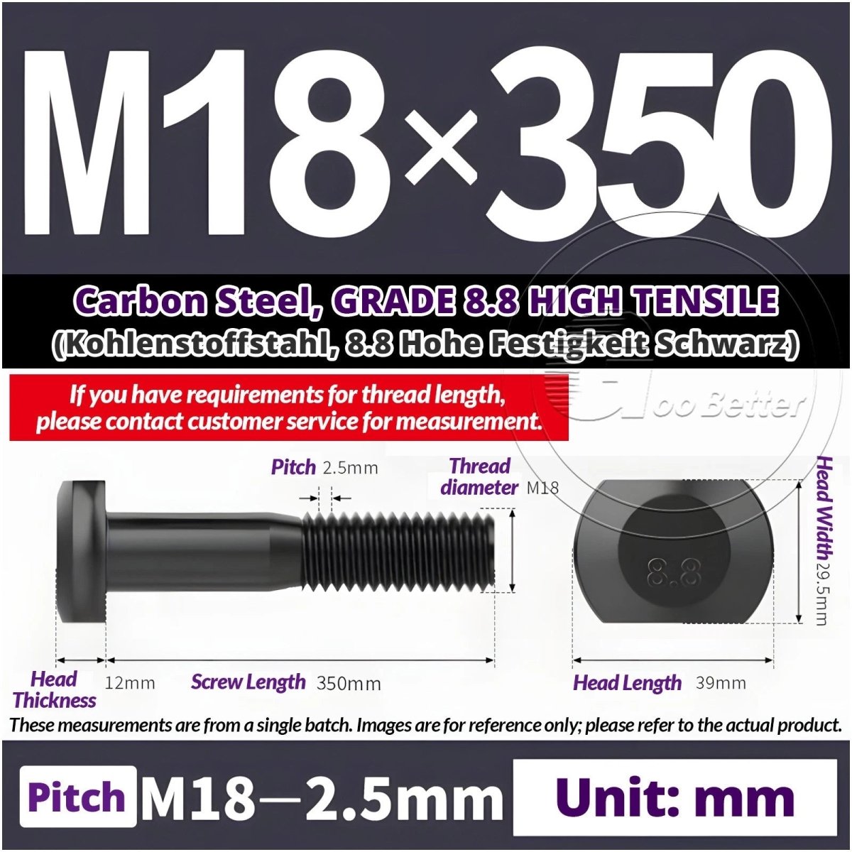 T - Slot Bolts M6 to M20 | Grade 8.8 High Tensile | T - Track Bolts 16mm–500mm - HomeDIYer