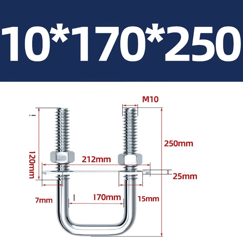 Square U - Bolts with Plate and Nuts – M6 M8 M10 M12 Zinc Plated, Trailer & Pipe Clamp Fasteners - HomeDIYer