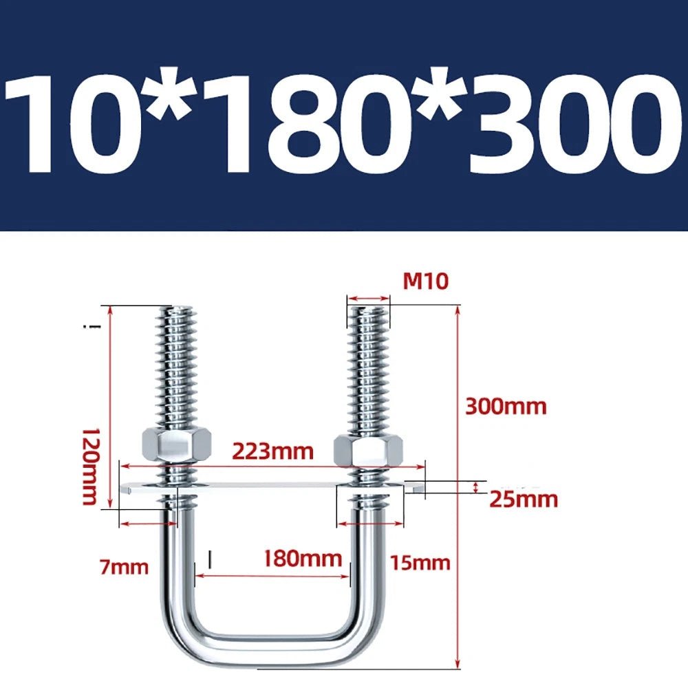 Square U - Bolts with Plate and Nuts – M6 M8 M10 M12 Zinc Plated, Trailer & Pipe Clamp Fasteners - HomeDIYer