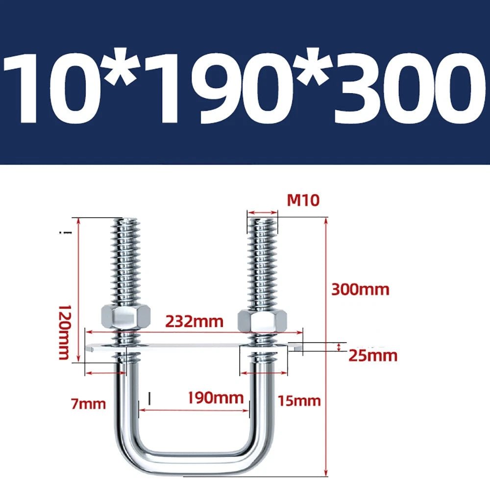 Square U - Bolts with Plate and Nuts – M6 M8 M10 M12 Zinc Plated, Trailer & Pipe Clamp Fasteners - HomeDIYer