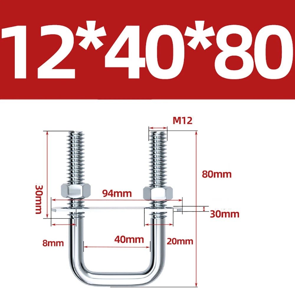 Square U - Bolts with Plate and Nuts – M6 M8 M10 M12 Zinc Plated, Trailer & Pipe Clamp Fasteners - HomeDIYer