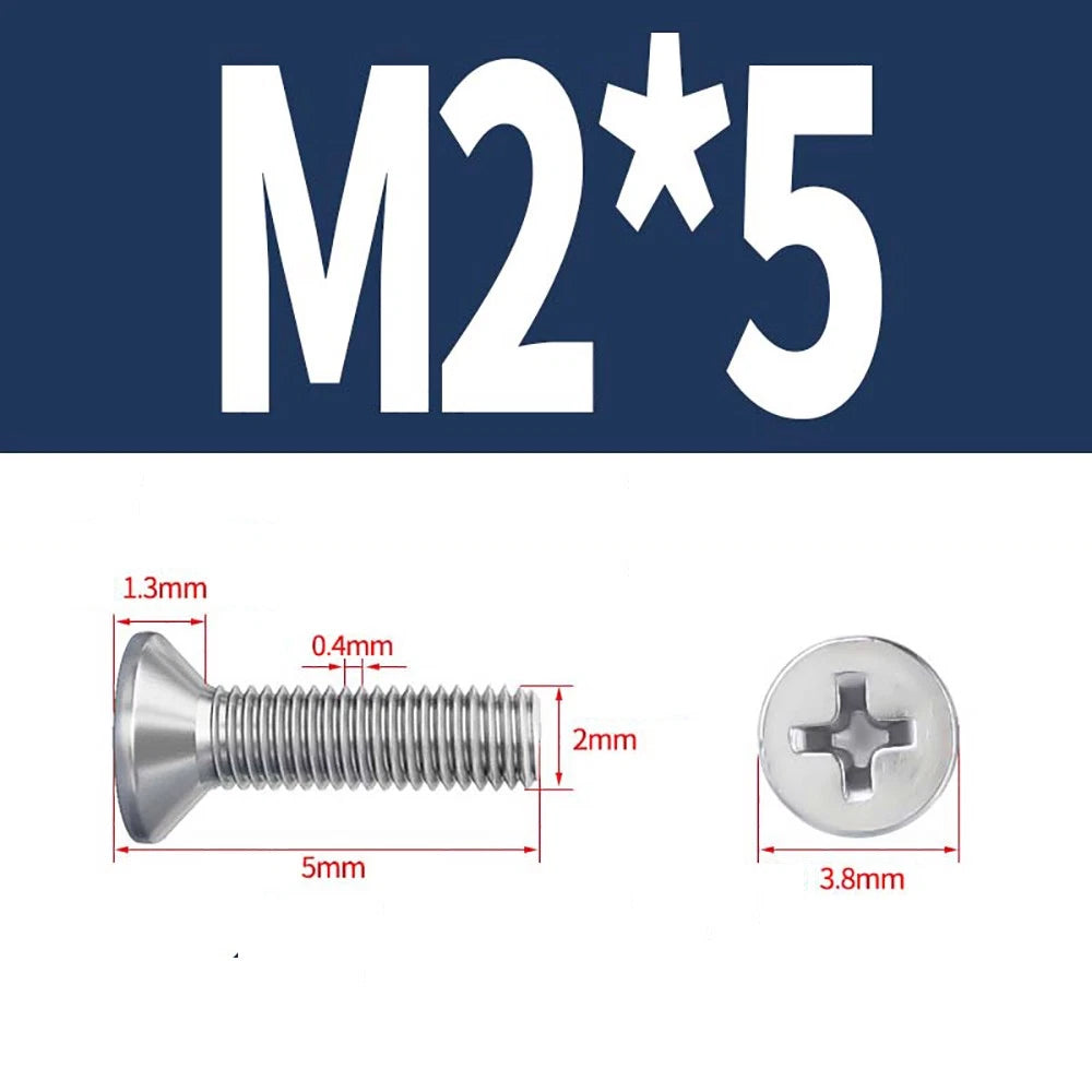 M2–M8 A4 Stainless Steel Phillips Countersunk Screws – Marine Grade, DIN 965, Fully Threaded (3–100mm)