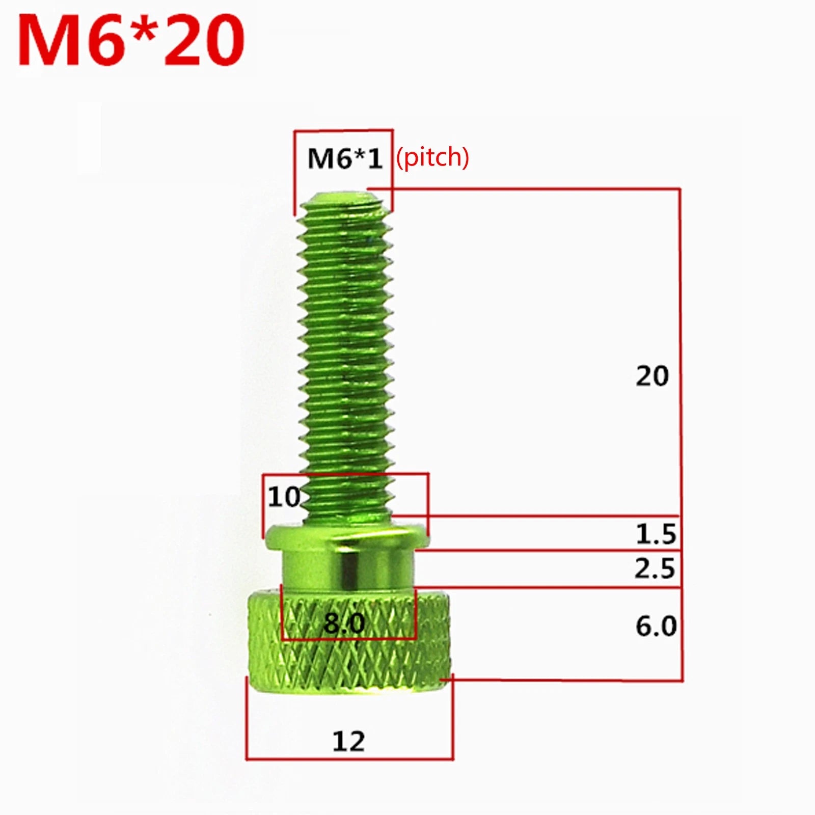 M6 Knurled Thumb Screws Aluminum Alloy Round high Step Hand Grip Knob Bolts