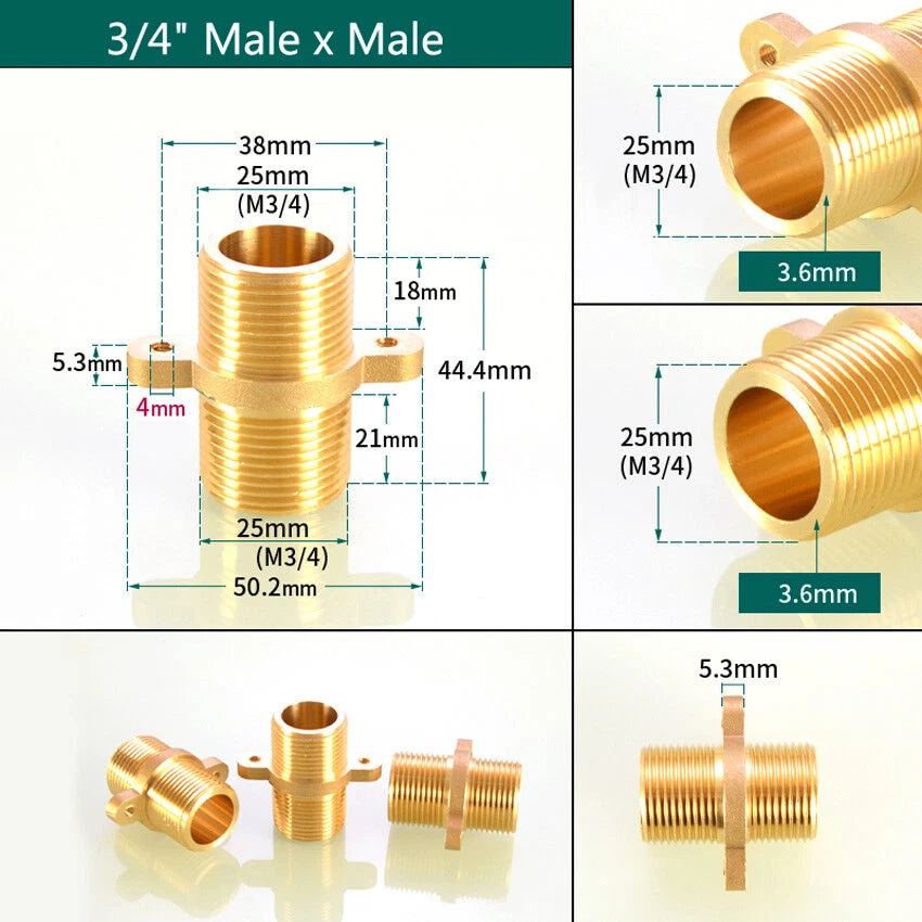 BSP Brass Pipe Fitting Connector Adapter – Flange Fixed, Female/Male Thread