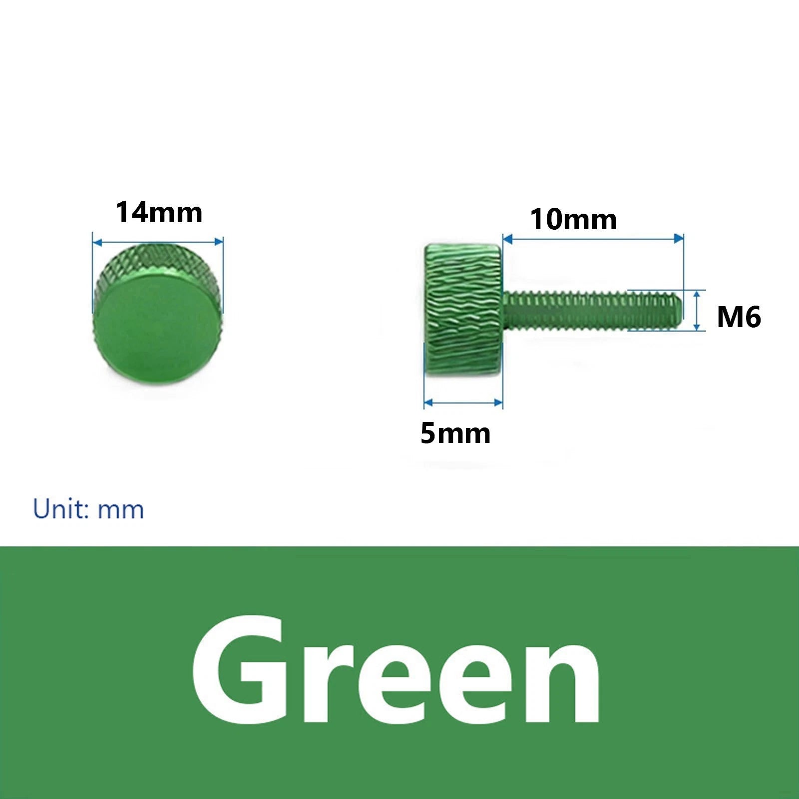 Knurled Thumb Screws M6 x 10mm Aluminum Alloy DIY Hand Tighten Grip Knob Bolts