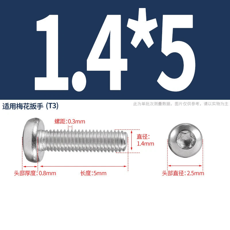 M1.6 M2 M3 M4 M5 M6 M8 M10 Torx Pan Head Machine Screws Bolts A2 Stainless Steel
