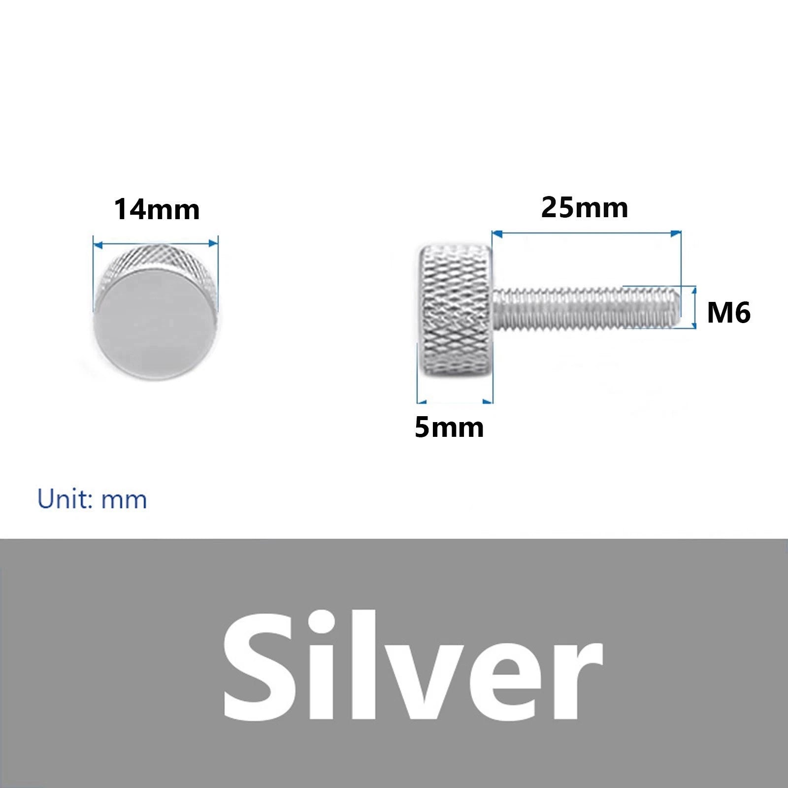 nurled Thumb Screws M6 x 25mm Aluminum Alloy DIY Hand Tighten Grip Knob Bolts