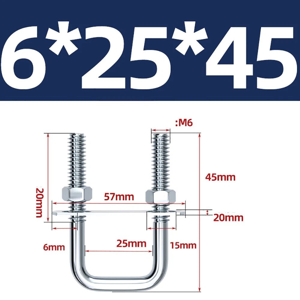 Square U - Bolts with Plate and Nuts – M6 M8 M10 M12 Zinc Plated, Trailer & Pipe Clamp Fasteners - HomeDIYer