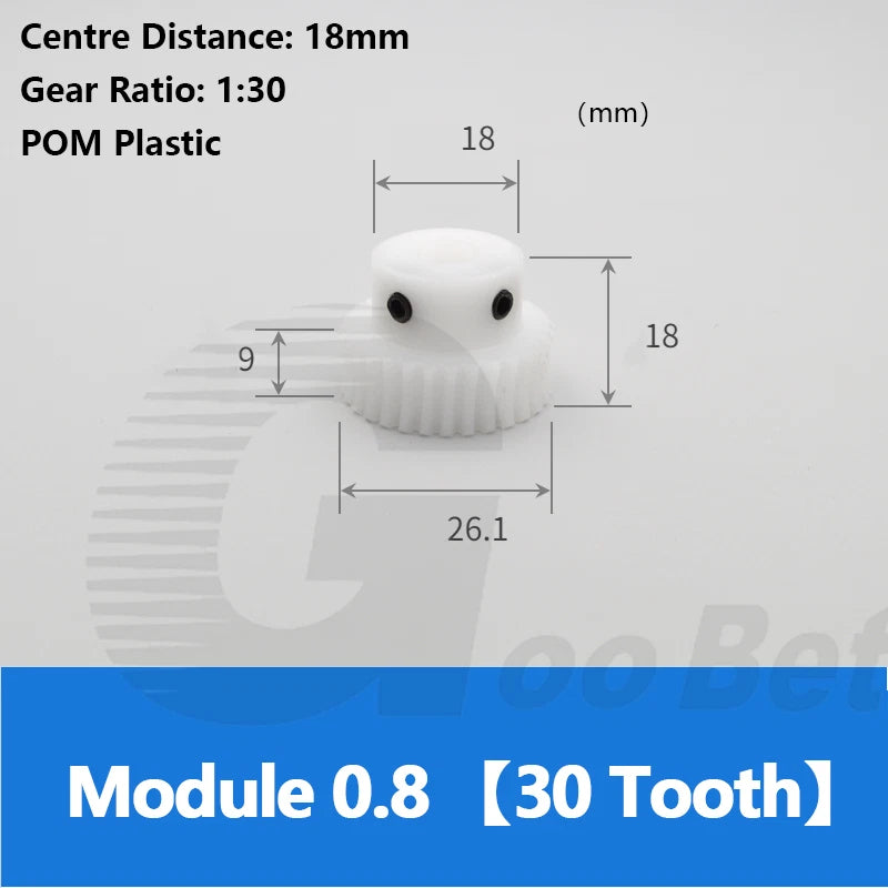 Worm Gear Wheel Module 0.8 POM Plastic 20 - 60 Tooth Worm Shaft Stainless Steel