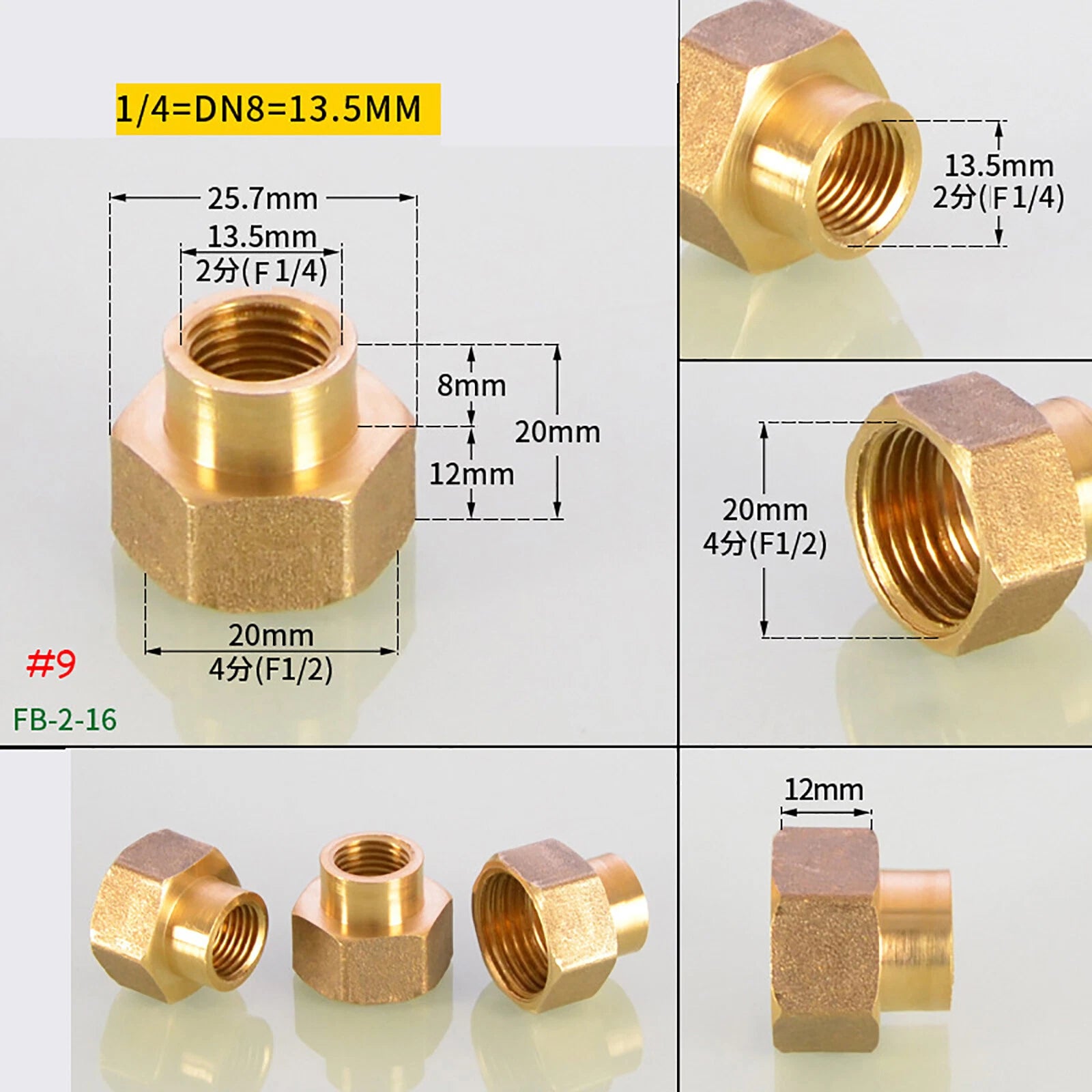 BSP Brass Socket Coupler Female x Female Thread Fitting | 1/8" to 1" Sizes