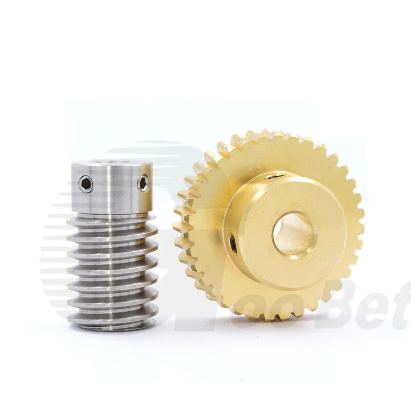 Mod 0.5 Worm Gear Wheel Brass 20-60 Tooth Worm Shaft Steel C45-Stainless Steel