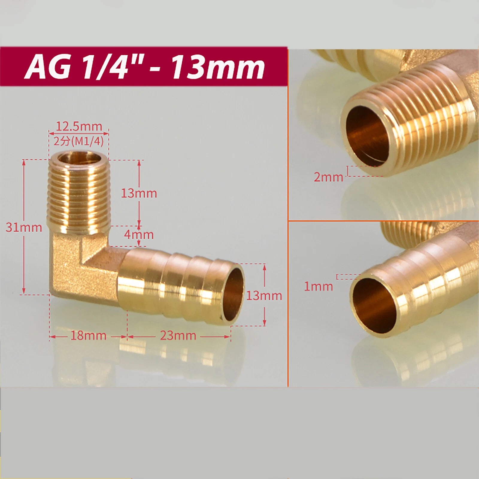 Brass 90° BSP Male Elbow x Barbed Hose Tail Fitting – Air & Water Pipe Connector