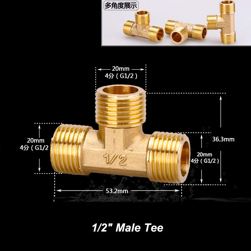 1/2" & 3/4" BSP Brass Pipe Fittings — Nipple, Elbow, Tee, Cross, Union, Plug & Bushing