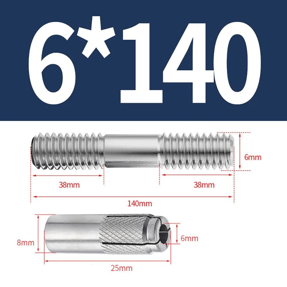 Stainless Steel A4 Expansion Bolts Threaded Stud Rod M6–M12 Extra Long - HomeDIYer