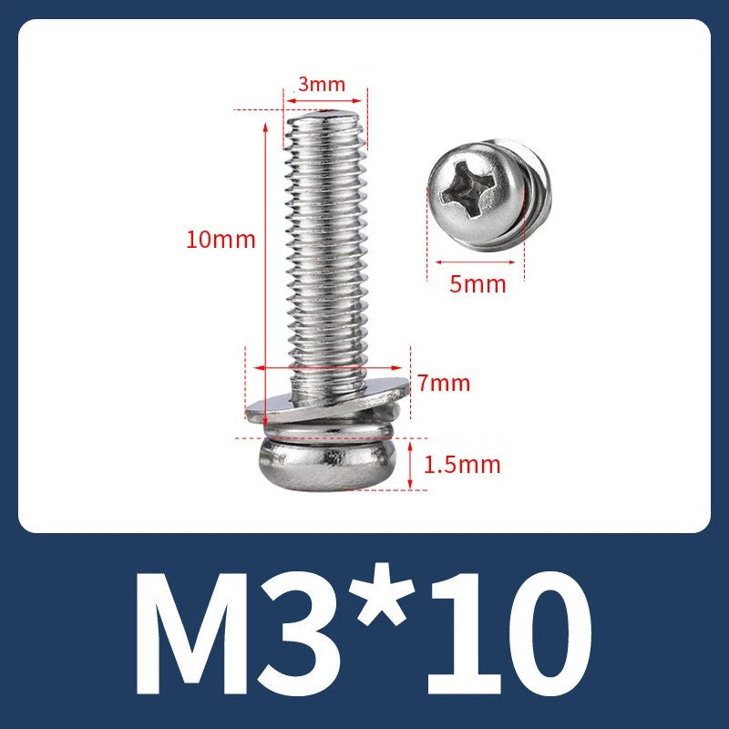 M3 M4 M5 M6 A4 Stainless Steel Bolt, Nut & Washer Set – Phillips Pan Head Marine Grade (316)