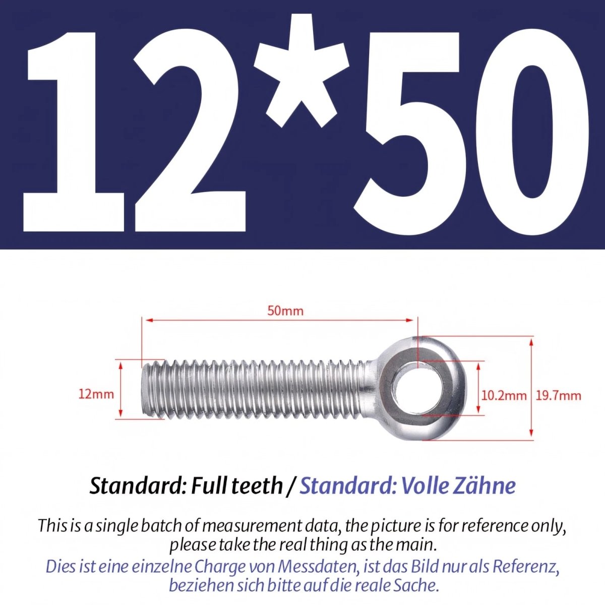 M12 M14 Stainless Steel Eye Bolts – Threaded Ring for Catenary Wire & Hanging - HomeDIYer