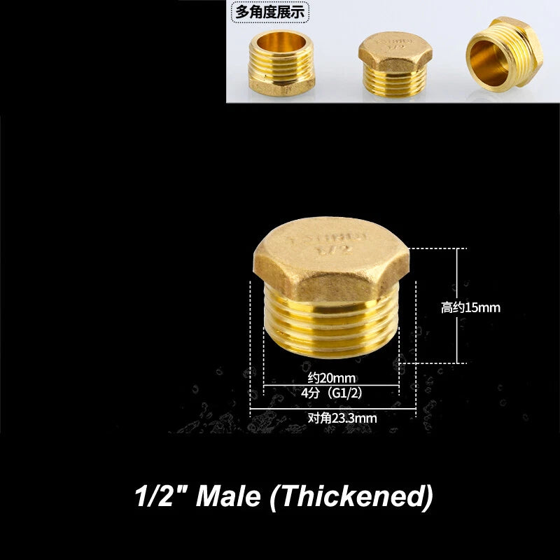 Brass BSP Blanking Cap Plug — 1/8" to 2" Male & Female Stop End with Washer