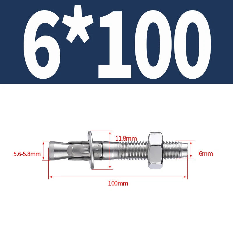 304 Stainless Steel Through Bolts Wall Expansion Anchor Bolts M6–M20