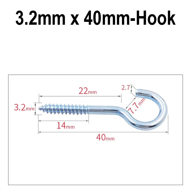 Screw-In Hooks & Eye Hooks — Galvanized, Nickel, Copper & Stainless, 1.1mm–8.6mm