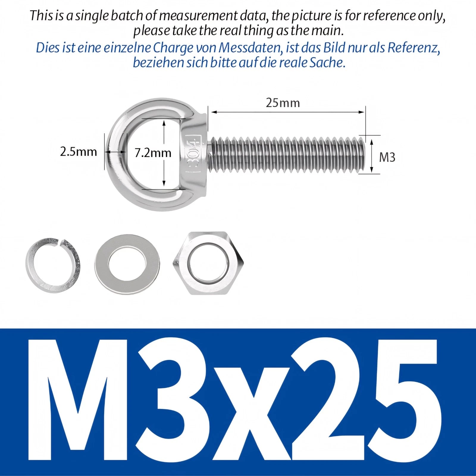 M3 M4 M5 M6 Eye Bolts Kit Screws Nut Washer Long Boat Stainless Steel A2 304