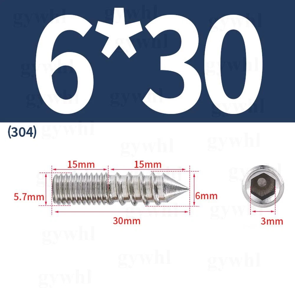 Wood To Metal Dowels Double Ended Threaded Furniture Screws M3 M4 M5 M6 8 10 M12