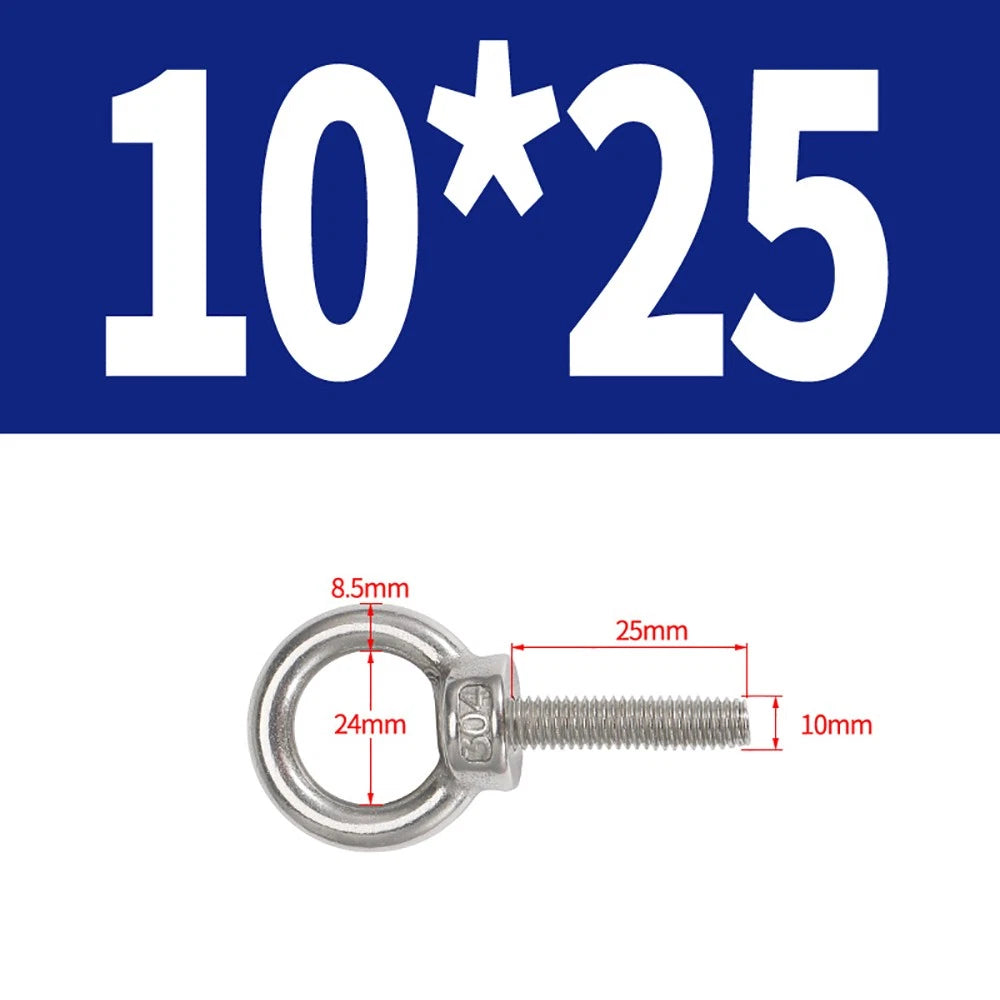 A2 Stainless Steel Eye Bolts DIN 580 — M10 M12 M14 M16 M18 M20 M24 Lifting Ring Bolt