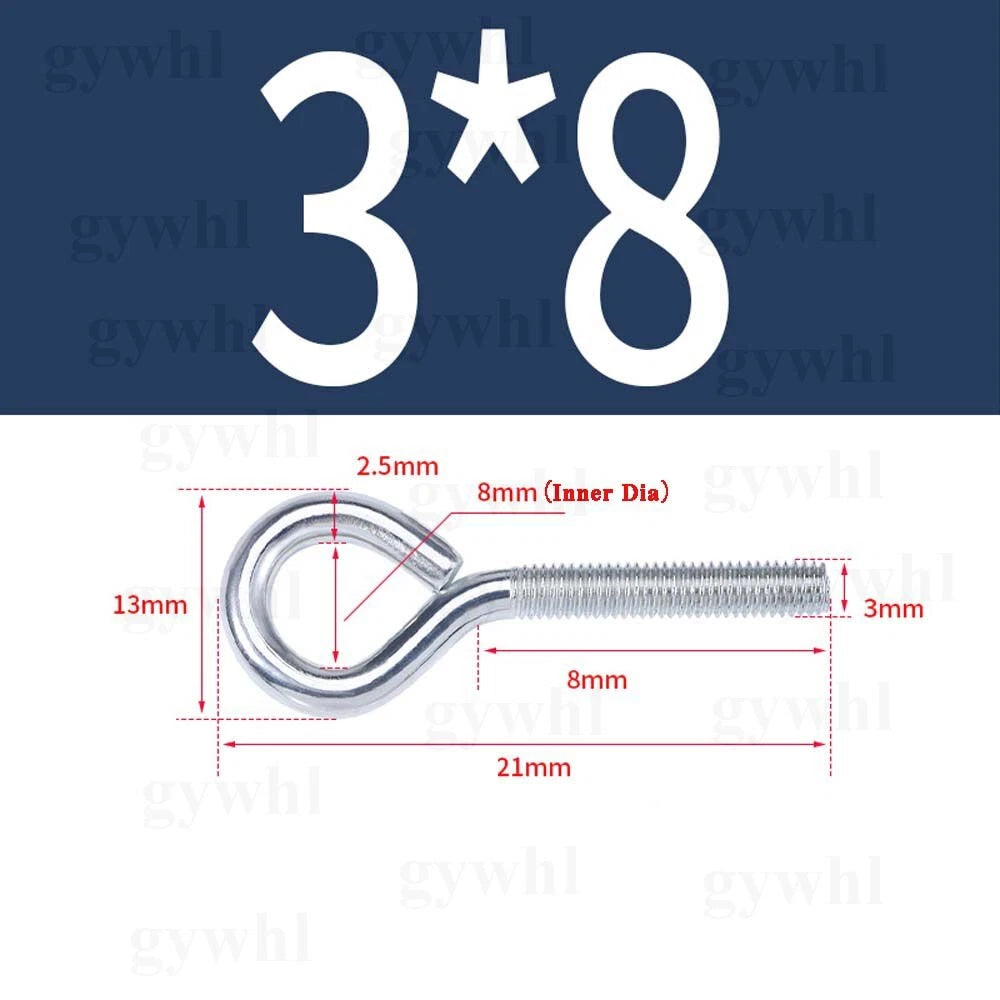 Galvanised Eye Screws Hooks Eye Bolts Closed Screws Rod Stainless Threaded Rings