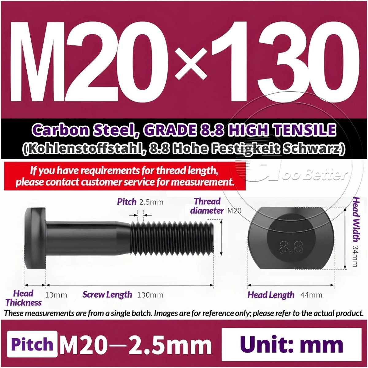 T - Slot Bolts M6 to M20 | Grade 8.8 High Tensile | T - Track Bolts 16mm–500mm - HomeDIYer