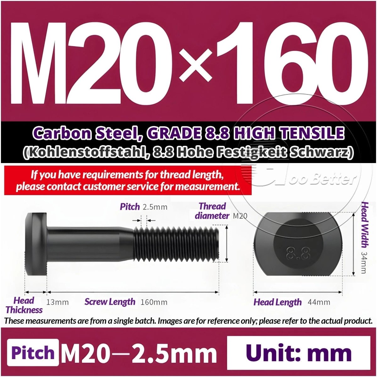 T - Slot Bolts M6 to M20 | Grade 8.8 High Tensile | T - Track Bolts 16mm–500mm - HomeDIYer