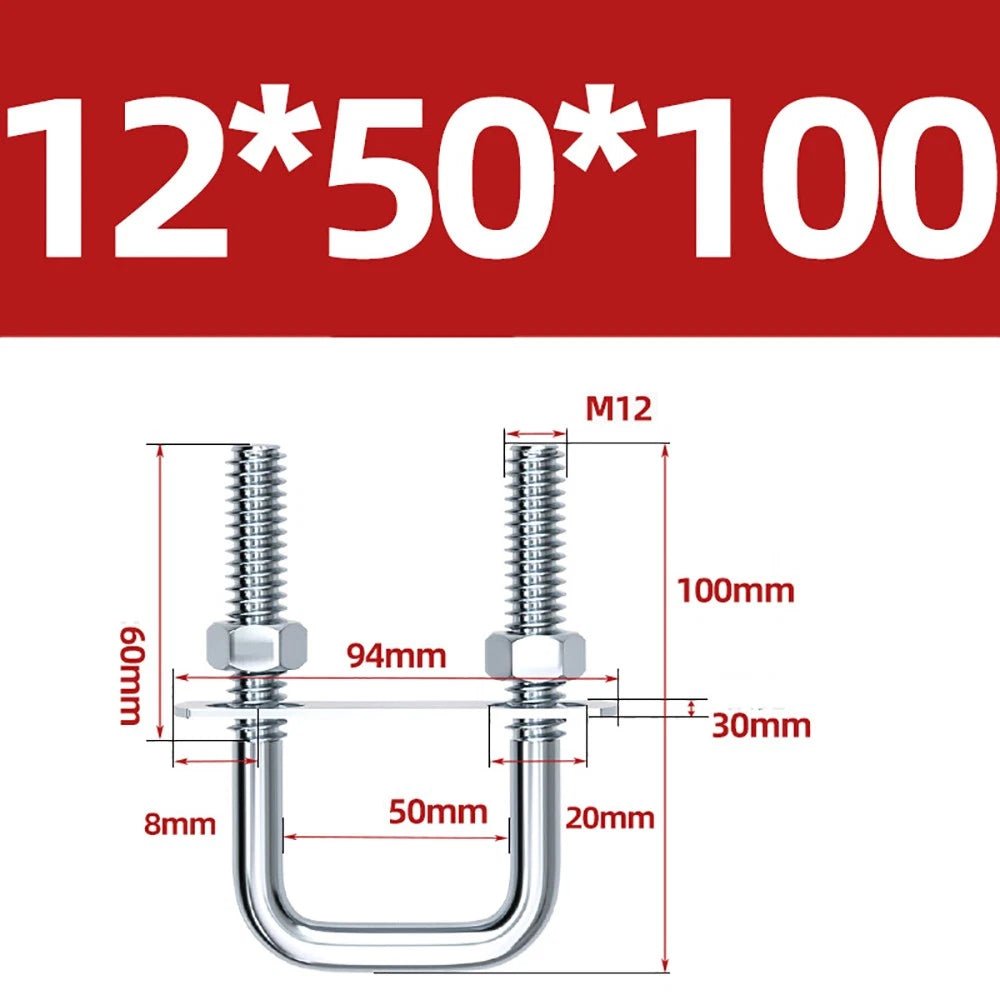 Square U - Bolts with Plate and Nuts – M6 M8 M10 M12 Zinc Plated, Trailer & Pipe Clamp Fasteners - HomeDIYer