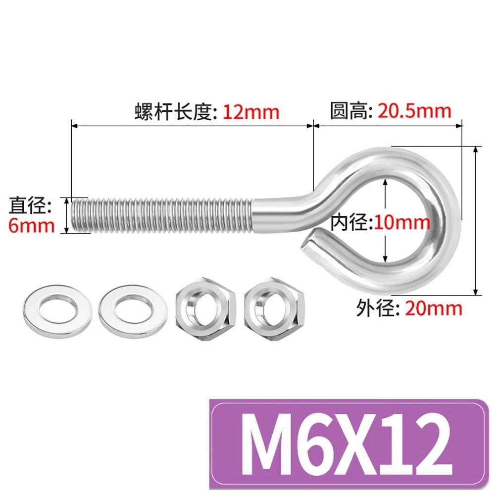 Galvanised Stainless Eye Screws Hooks Eye Bolts Closed Screws Threaded Rings Set