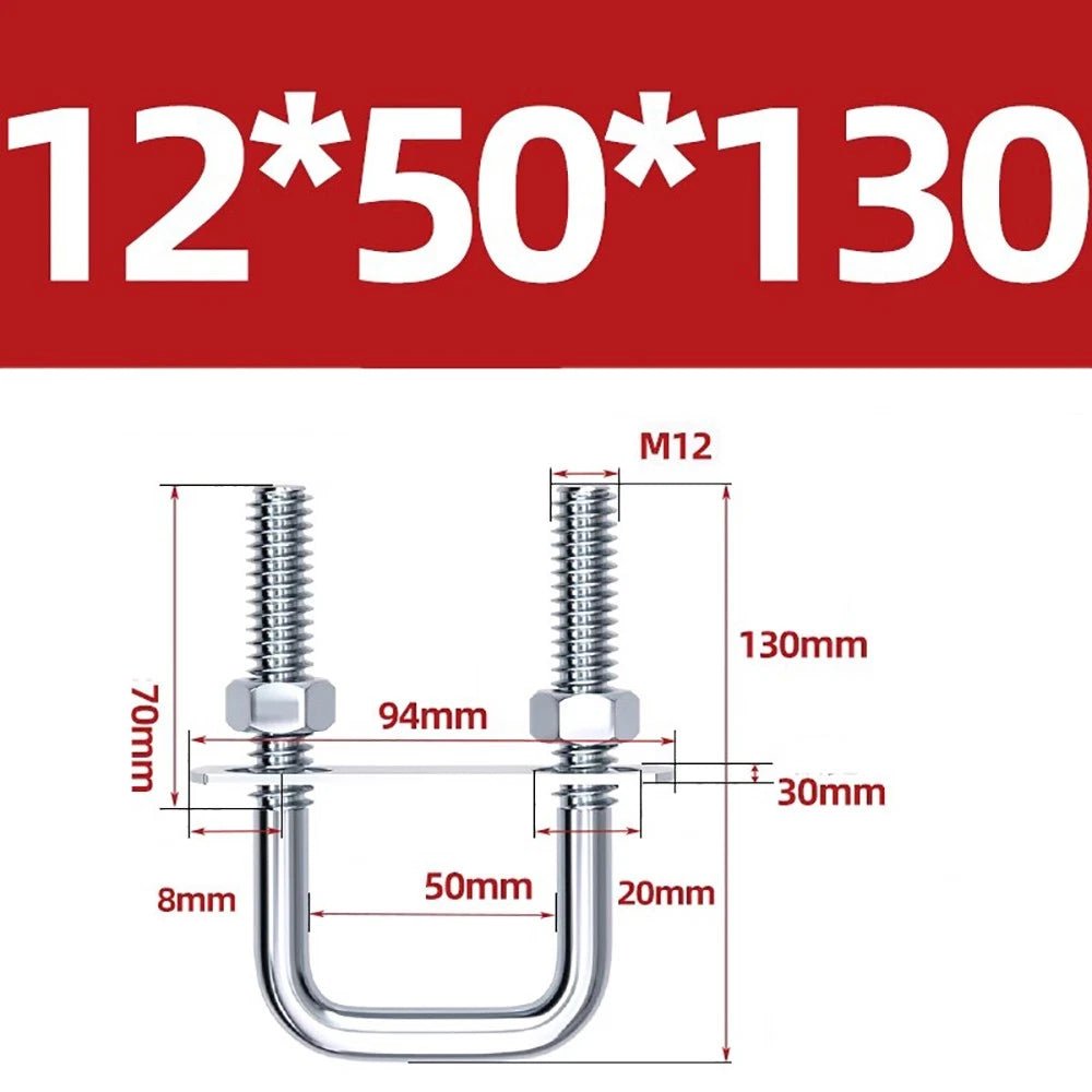 Square U - Bolts with Plate and Nuts – M6 M8 M10 M12 Zinc Plated, Trailer & Pipe Clamp Fasteners - HomeDIYer