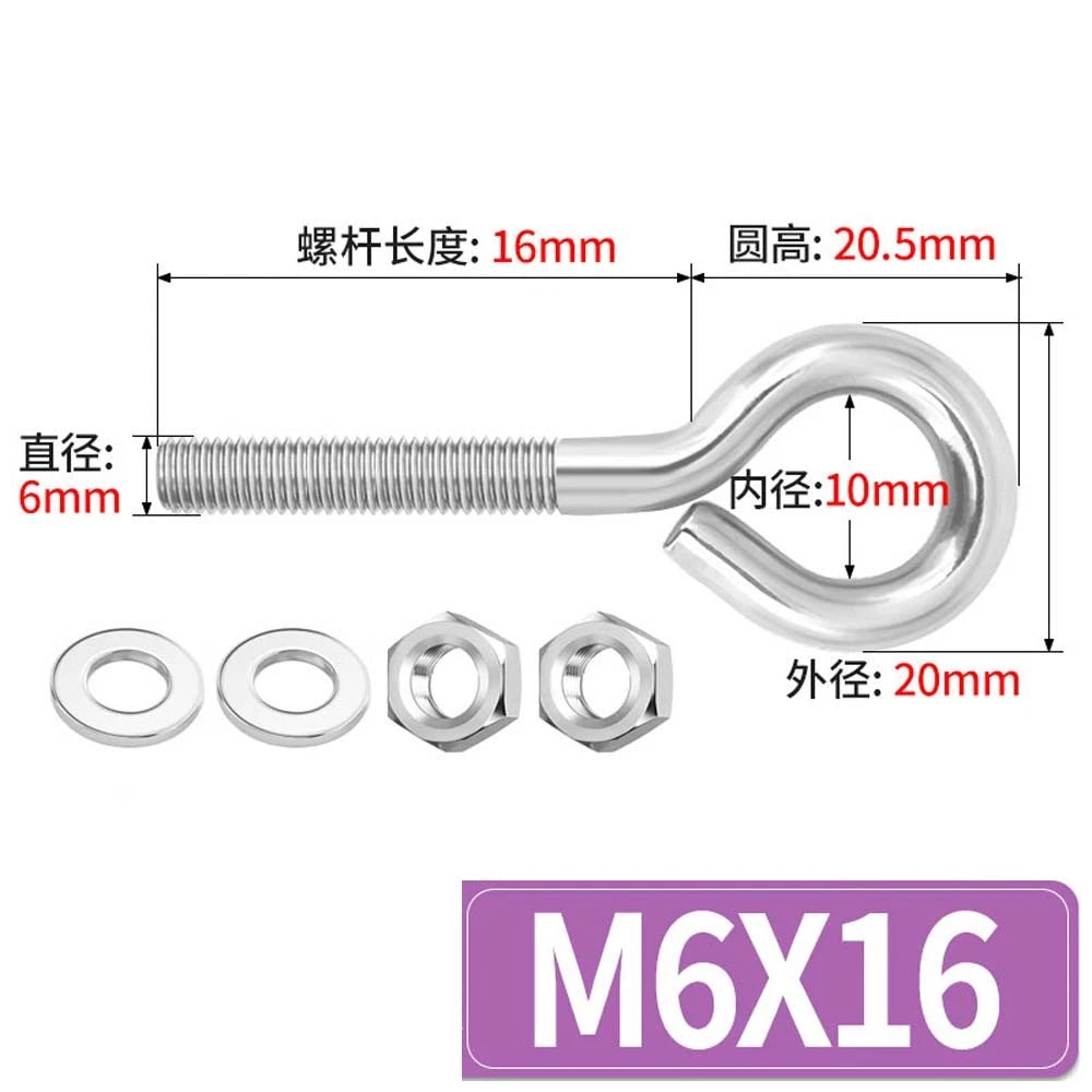 Galvanised Stainless Eye Screws Hooks Eye Bolts Closed Screws Threaded Rings Set