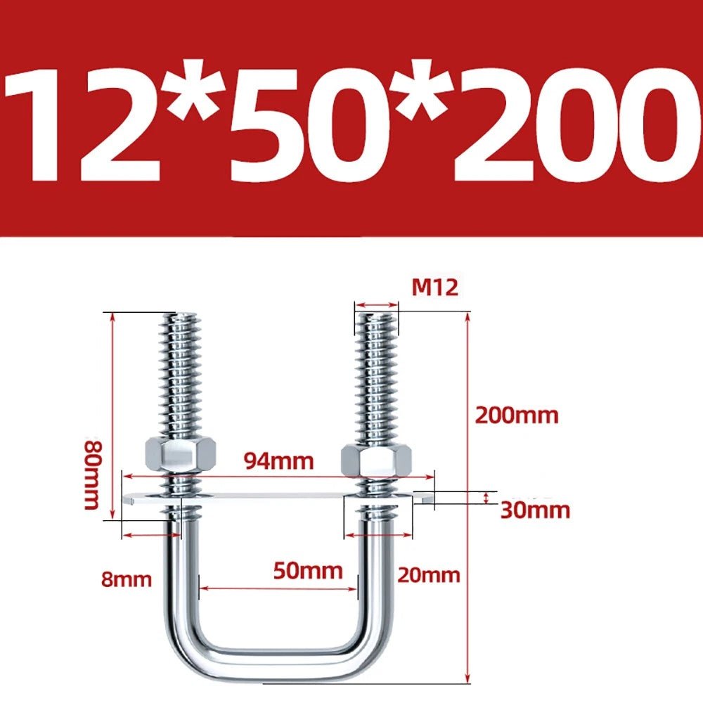 Square U - Bolts with Plate and Nuts – M6 M8 M10 M12 Zinc Plated, Trailer & Pipe Clamp Fasteners - HomeDIYer