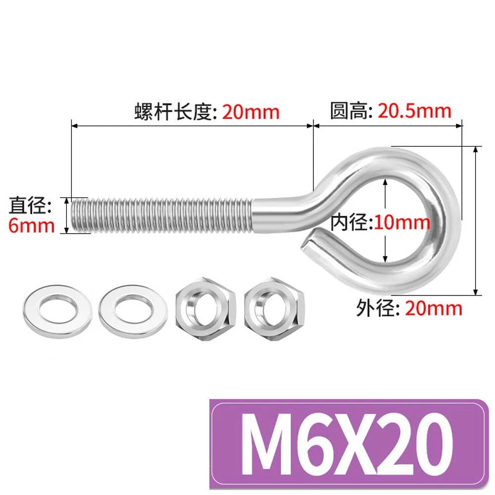 Galvanised Stainless Eye Screws Hooks Eye Bolts Closed Screws Threaded Rings Set