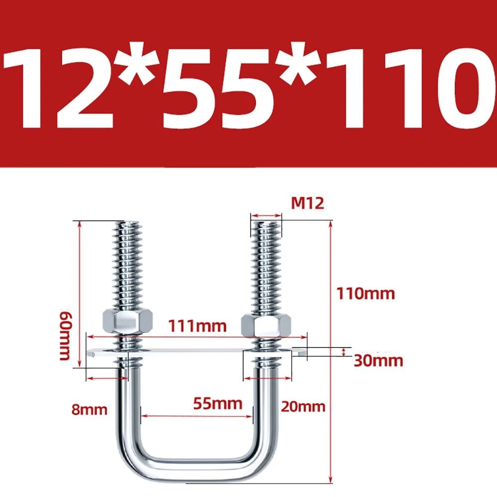 Square U - Bolts with Plate and Nuts – M6 M8 M10 M12 Zinc Plated, Trailer & Pipe Clamp Fasteners - HomeDIYer