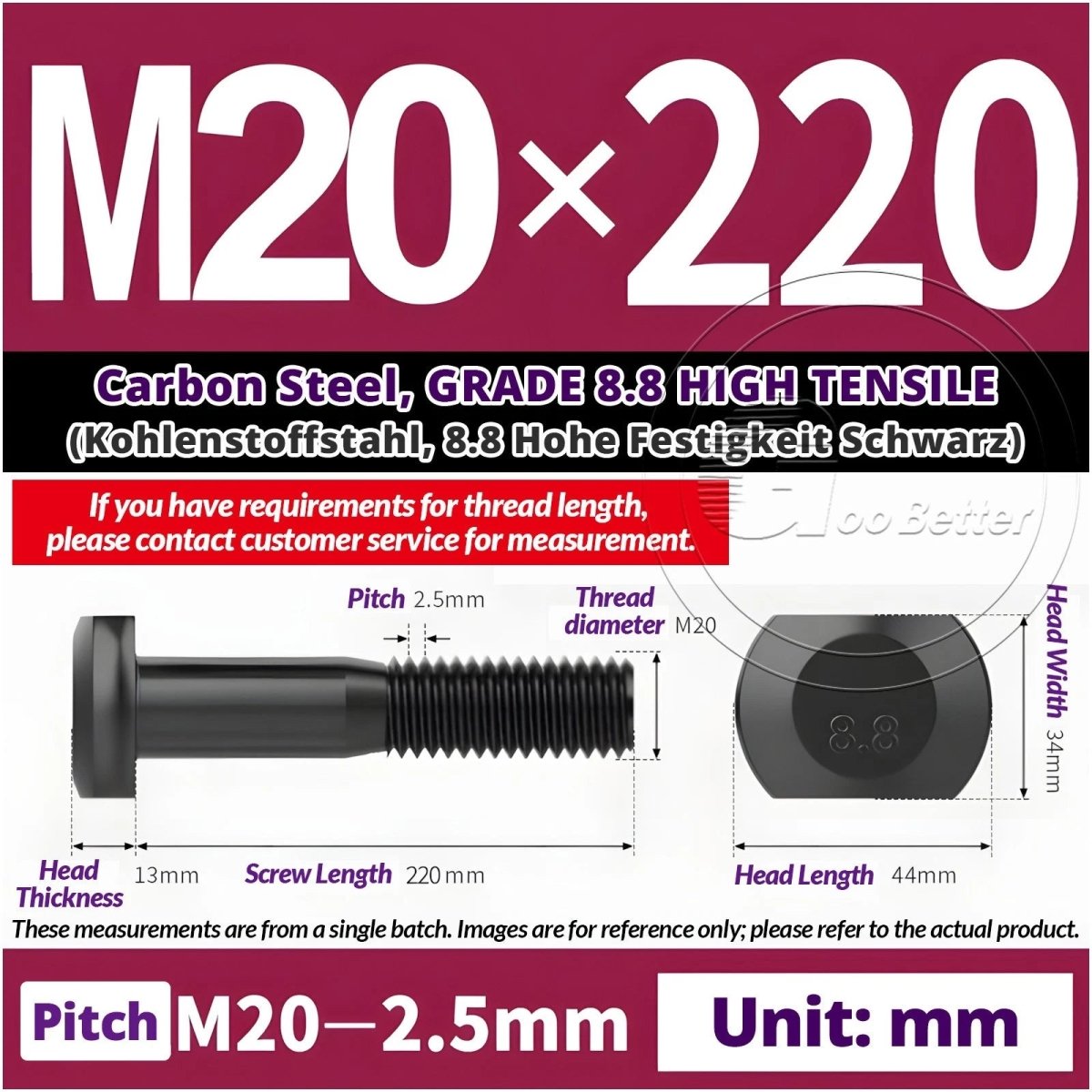 T - Slot Bolts M6 to M20 | Grade 8.8 High Tensile | T - Track Bolts 16mm–500mm - HomeDIYer