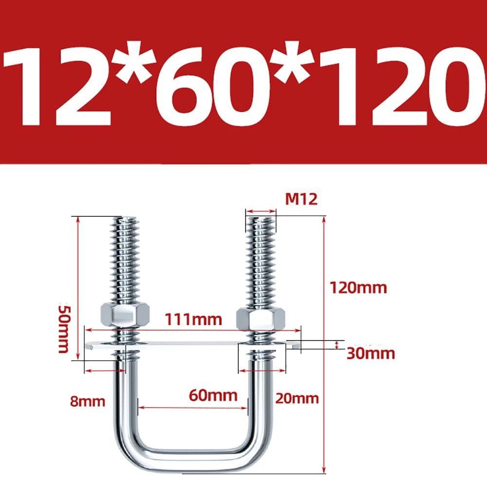 Square U - Bolts with Plate and Nuts – M6 M8 M10 M12 Zinc Plated, Trailer & Pipe Clamp Fasteners - HomeDIYer