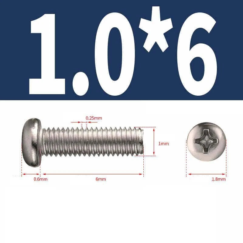 Phillips Pan Head Machine Screws M1.0–M6 | Nickel-Plated