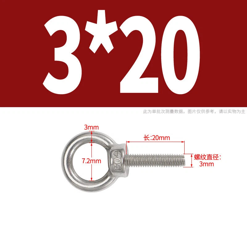 Lifting Eye Bolts A2 304 Stainless Steel M4 M5 M6 M8 M10 M12 M14 M16 M18 M20 M24