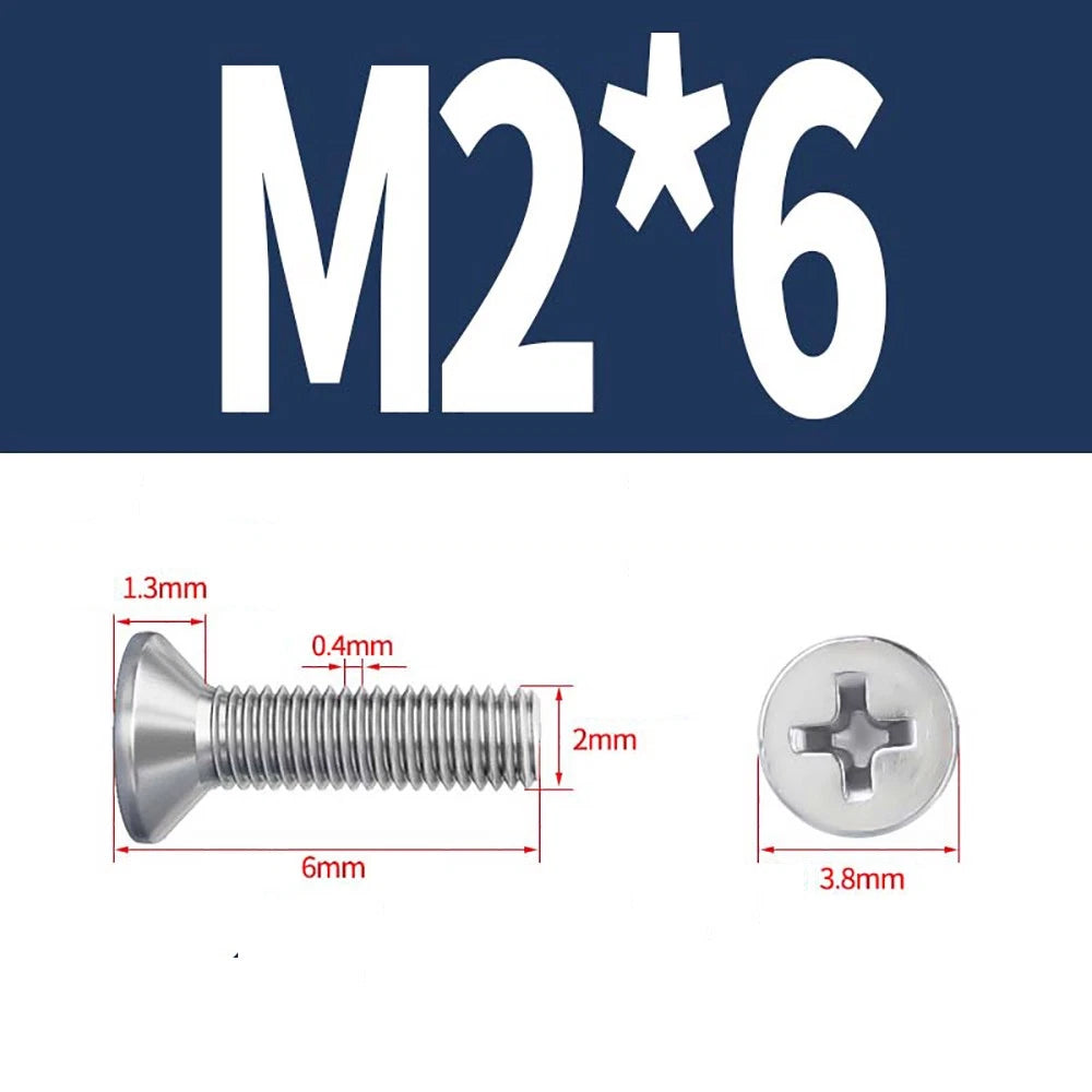 M2–M8 A4 Stainless Steel Phillips Countersunk Screws – Marine Grade, DIN 965, Fully Threaded (3–100mm)