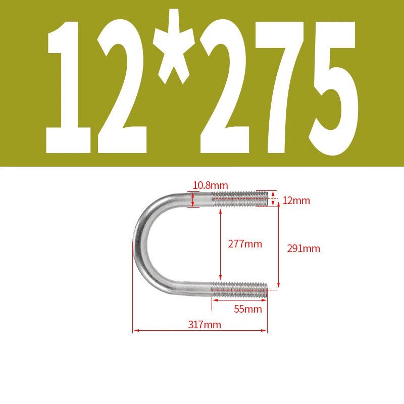 M12 Round Bend U - Bolt – A2 Stainless Steel, 42mm to 328mm - HomeDIYer