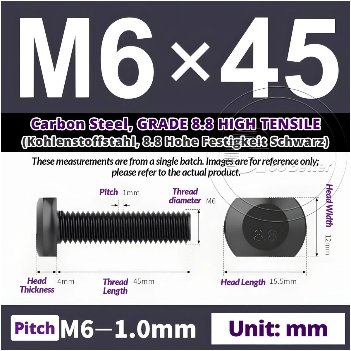 T - Slot Bolts M6 to M20 | Grade 8.8 High Tensile | T - Track Bolts 16mm–500mm - HomeDIYer