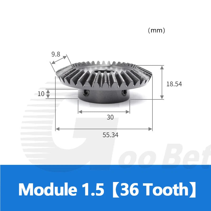 Module 1.5 Bevel Gear C45 Steel 1:2 Ratio 15 18 20 30 36 40 Tooth 90° Hard Black