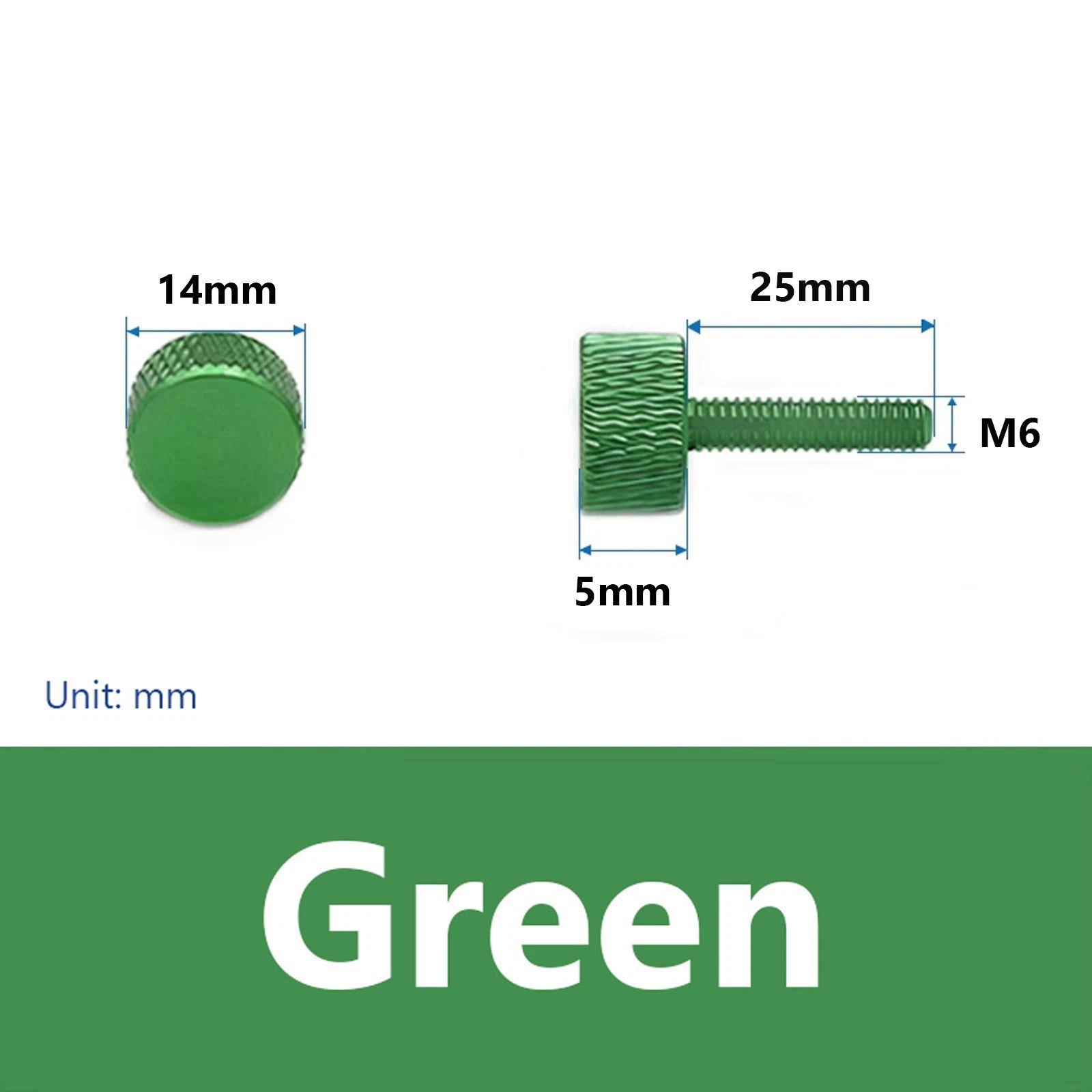 nurled Thumb Screws M6 x 25mm Aluminum Alloy DIY Hand Tighten Grip Knob Bolts
