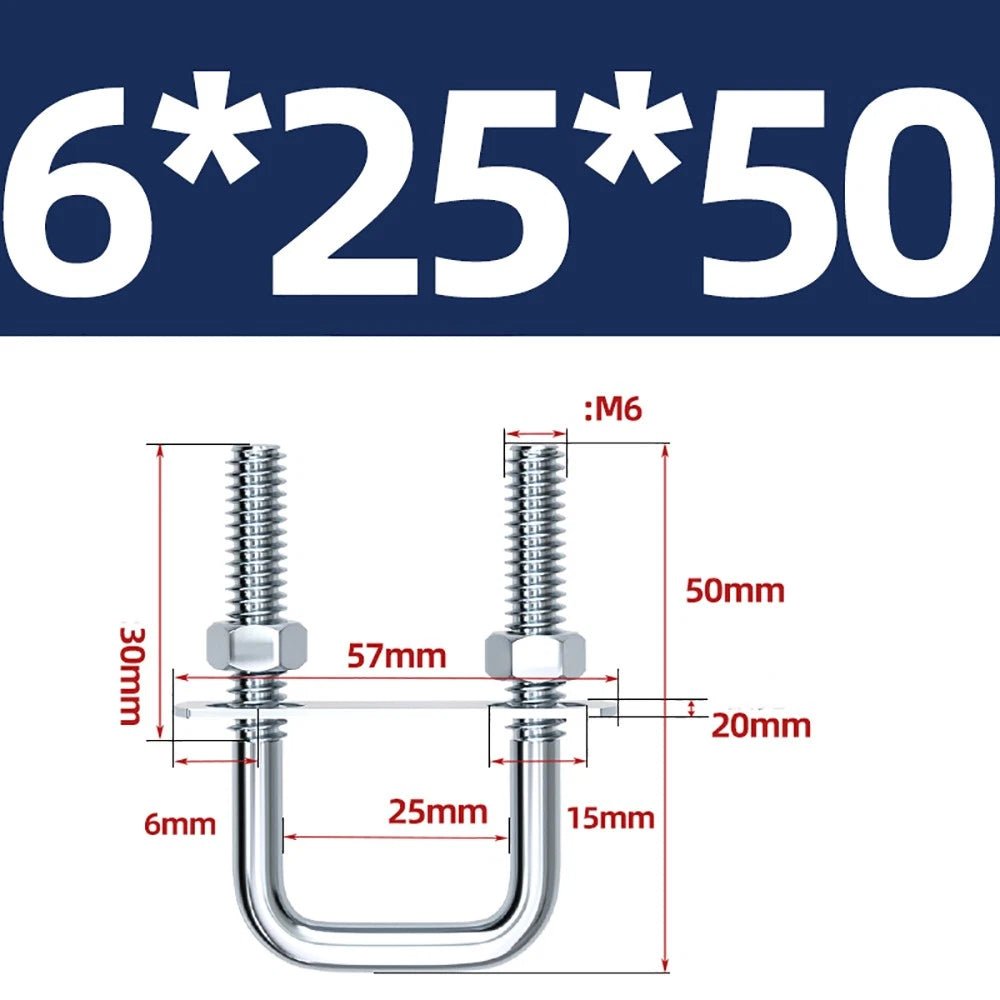 Square U - Bolts with Plate and Nuts – M6 M8 M10 M12 Zinc Plated, Trailer & Pipe Clamp Fasteners - HomeDIYer