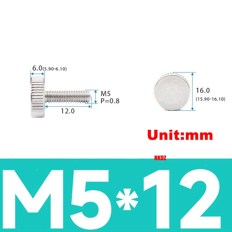 M5 M6 Flat Head Knurled Thumb Screws 303 Stainless Steel 8mm to 35mm Hand Bolts