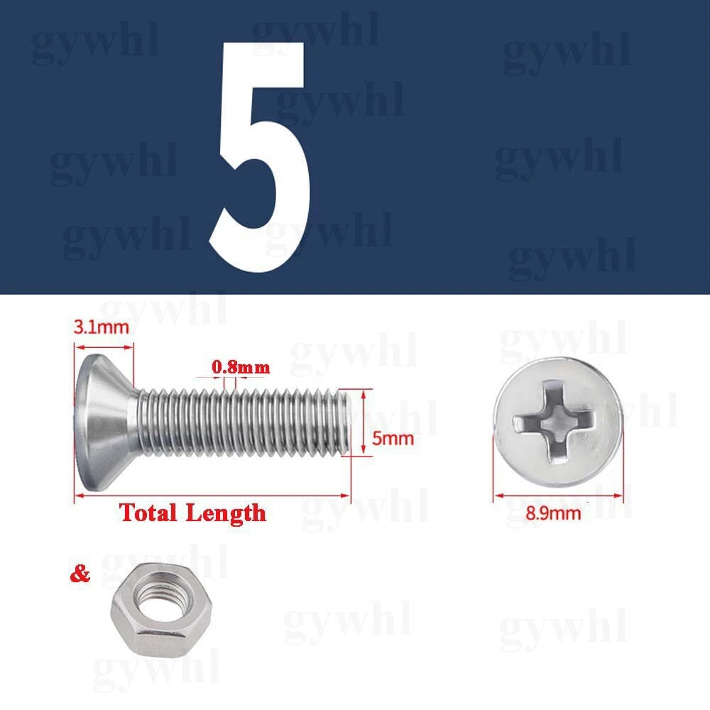 A2 Stainless Steel Phillips Countersunk Machine Screws with Nuts – M2 to M10, Flat Head, Rust‑Resistant