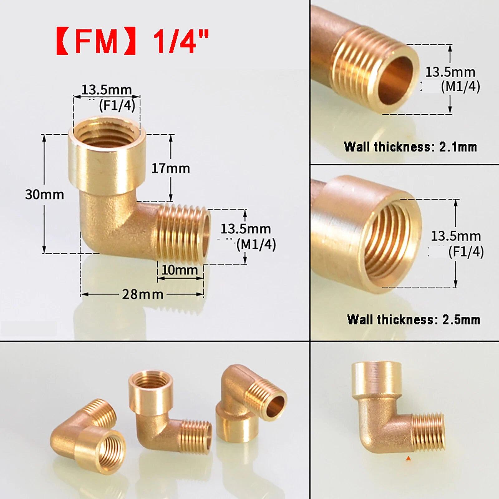 Brass 90° Elbow BSP Threaded Pipe Fitting — Equal & Reducer, 1/8" to 1/2"