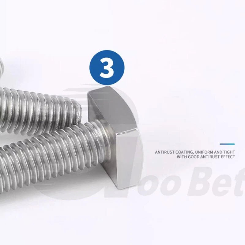 M6 Square Head T - Bolts — Stainless Steel A2 304 for T - Slot Aluminum Profiles - HomeDIYer